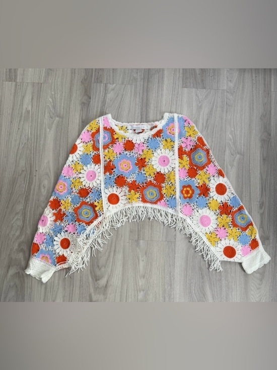House of Harlow 1960 Sweaters - House of Harlow 1960 Crochet Floral Fringe Sweater Boho Festival One Size NWOT